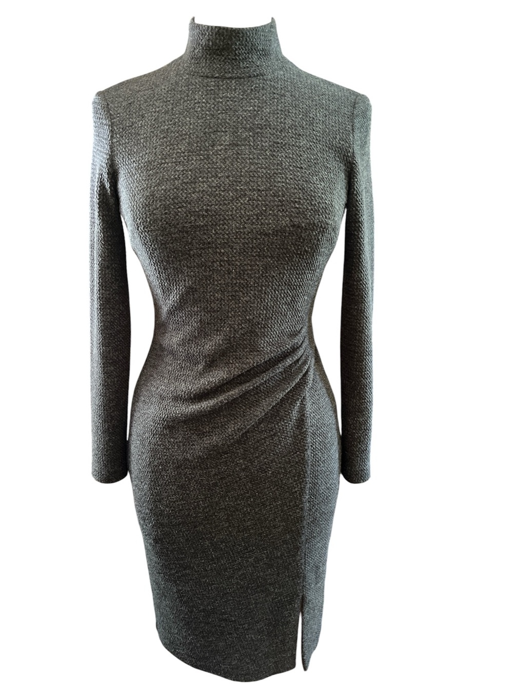 Lauren Ralph Lauren Charcoal Long-Sleeve Turtleneck Bodycon Dress Size 2